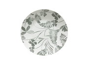 Teller mit grauem Blattmuster, Draufsicht