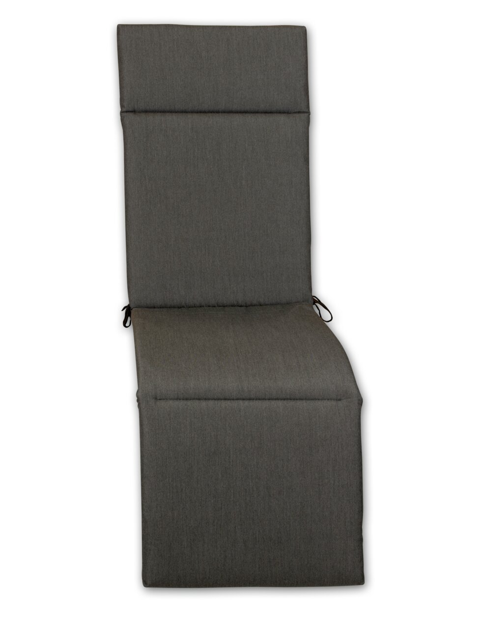 Graue Relaxauflage in Frontalansicht, ideal für Gartenmöbel.