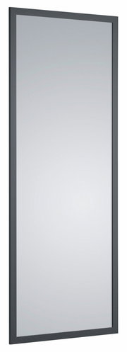 Rechteckiger Spiegel mit schwarzem Rahmen, seitliche Perspektive