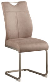 Schwingstuhl in Beige mit Metallgestell, seitliche Perspektive