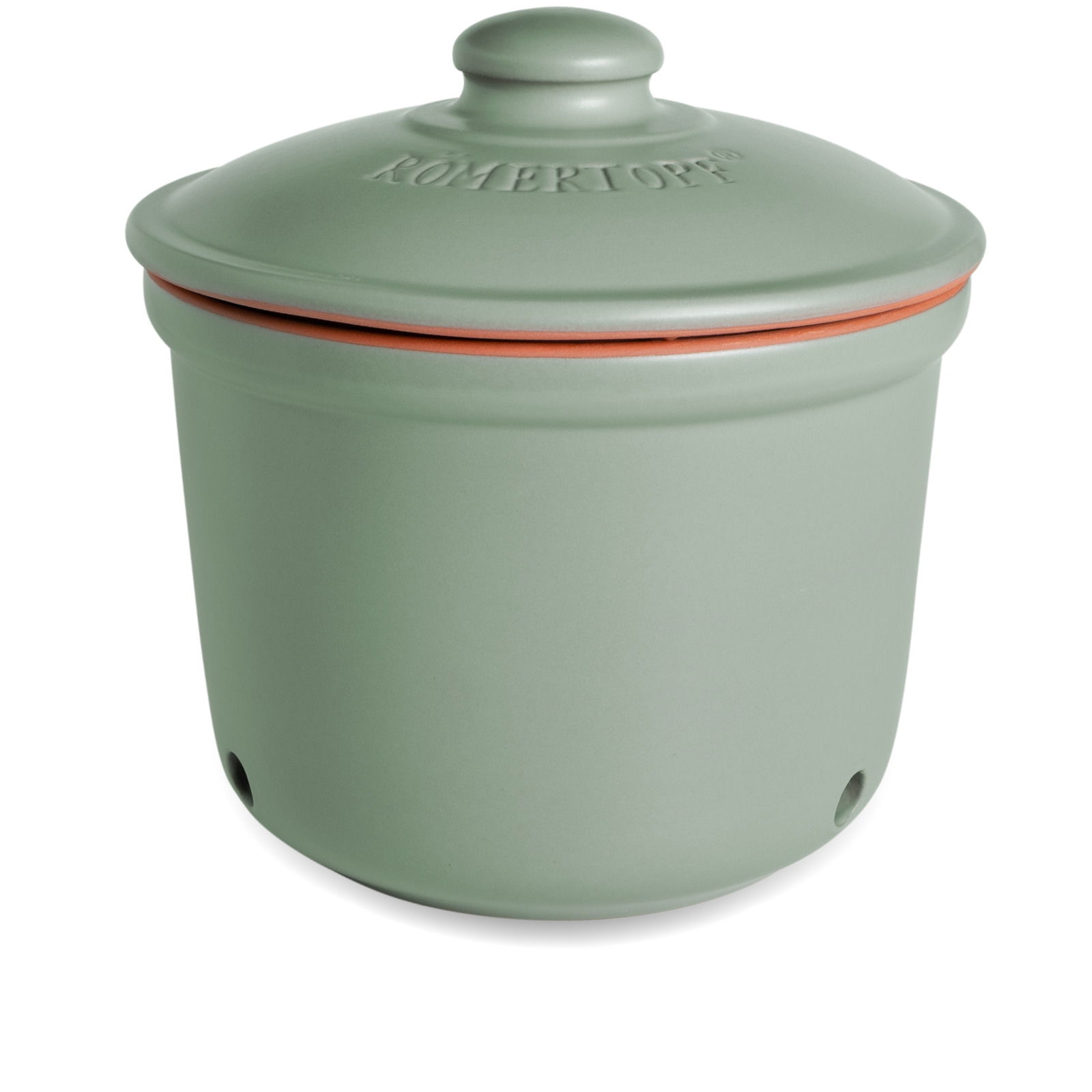 Römertopf Frische-Topf Grüner Frische-Topf Maxi aus Keramik mit Deckel, seitliche Perspektive