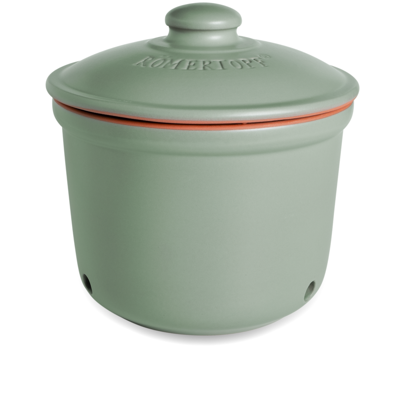 Grüner Frische-Topf Maxi aus Keramik mit Deckel, seitliche Perspektive
