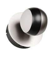 Moderne Wandleuchte ORBIT in Schwarz und Silber, seitliche Perspektive