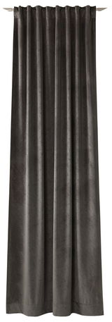 Dekoschal in dunklem Grau, frontal aufgenommen, mit dezenter Musterung und gleichmäßigen Falten.