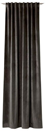 Dekoschal in dunklem Grau, frontal aufgenommen, mit dezenter Musterung und gleichmäßigen Falten.