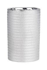 Keramik Zahnputzbecher mit strukturierter Oberfläche in Silberoptik, seitliche Perspektive