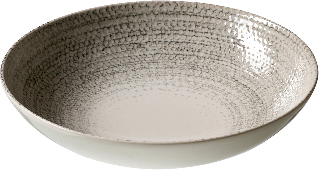 Ritzenhoff & Breker Suppenteller RIMINI Suppenteller 21cm mit grauem, gesprenkeltem Muster, seitliche Perspektive