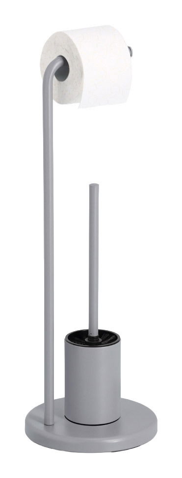 Zeller Present WC-Garnitur Graue WC-Garnitur mit Toilettenpapierhalter und Bürstenhalter, seitliche Perspektive
