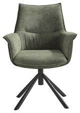 Grüner Sessel der Serie KONYA mit schwarzem Metallgestell, Frontalansicht