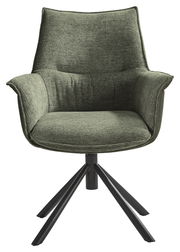 Grüner Sessel der Serie KONYA mit schwarzem Metallgestell, Frontalansicht