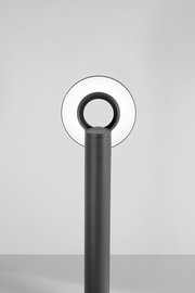 Moderne LED-Pollerleuchte mit ringförmigem Leuchtkörper, frontal abgebildet.