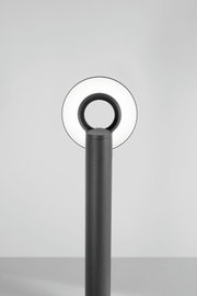 Moderne LED-Pollerleuchte mit ringförmigem Leuchtkörper, frontal abgebildet.