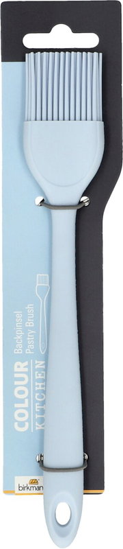 Hellblauer Silikonpinsel in Verpackung, Vorderansicht