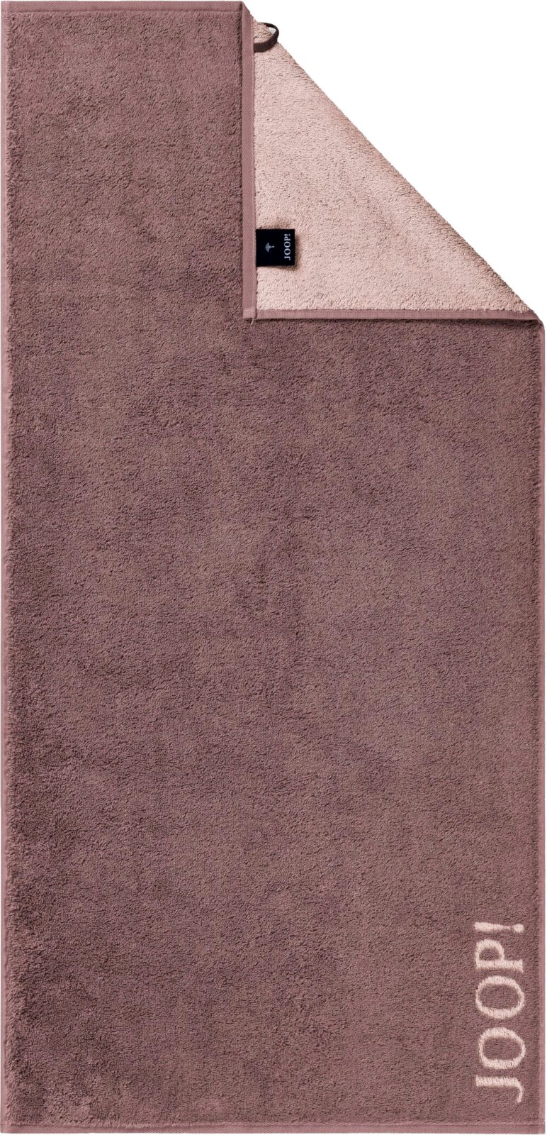JOOP! Handtuch 50x100cm CONTOUR JOOP! Handtuch in Mauve mit heller Rückseite und JOOP!-Logo, teilweise umgeschlagen, Frontansicht schräg von oben