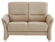 Beige 2,5-zitsbank van leer, vooraanzicht
