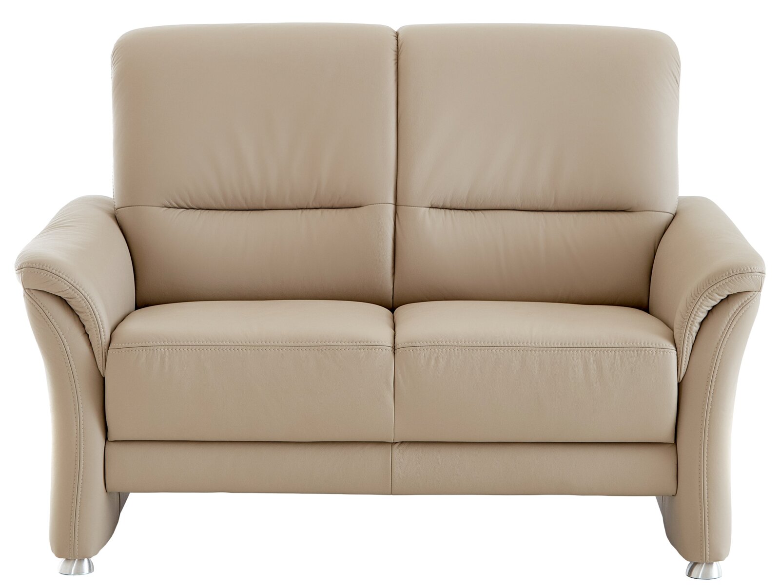 Beige 2,5-zitsbank van leer, vooraanzicht