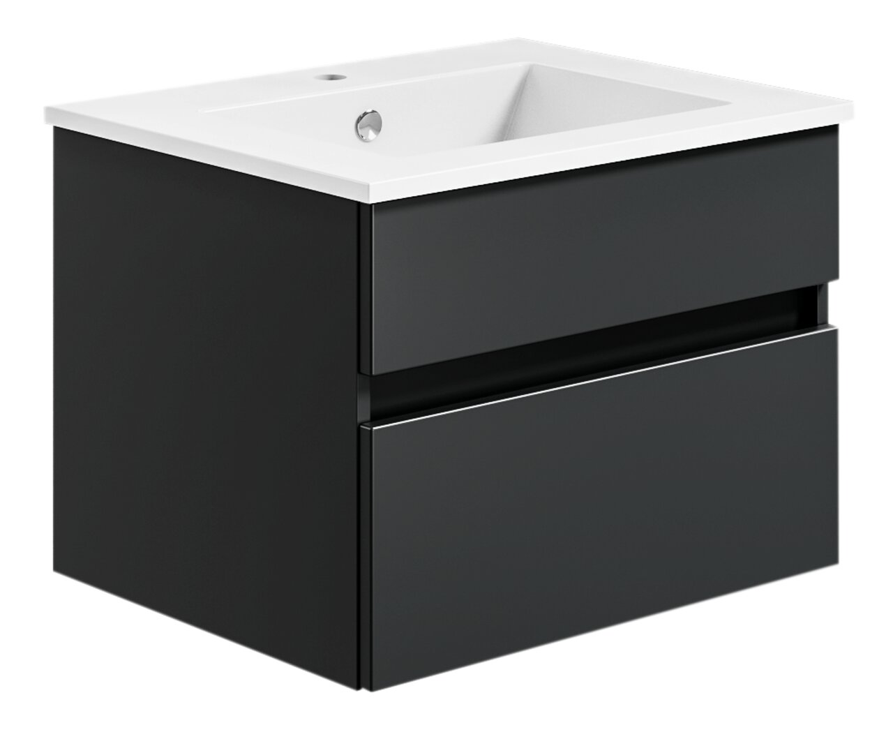 Puris Badkamercombinatie GET2YOU 21 Moderne schwarze Badkombination mit Waschbecken, seitliche Perspektive