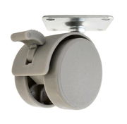 Graues Möbelrad mit Befestigungsplatte, seitliche Perspektive