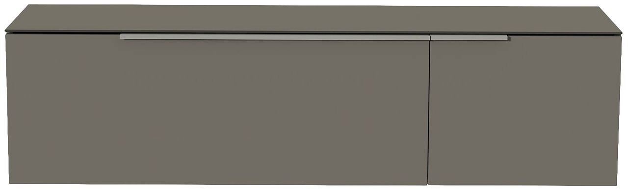 Moderano Hänge-Lowboard BORMIO Frontansicht eines modernen, grauen Hänge-Lowboards mit schlichtem Design und horizontalem Griff.