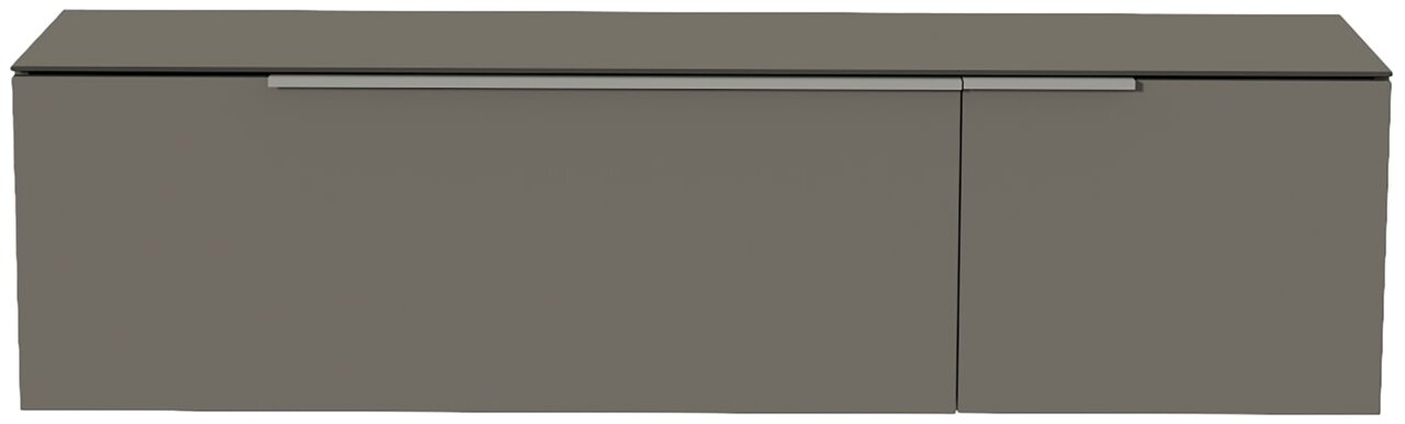 Moderano Hänge-Lowboard BORMIO Frontansicht eines modernen, grauen Hänge-Lowboards mit schlichtem Design und horizontalem Griff.