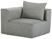 Grauer Ecksessel mit rechter Armlehne, Vorderansicht