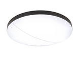 Runde LED-Deckenleuchte in Schwarz und Weiß, seitliche Perspektive