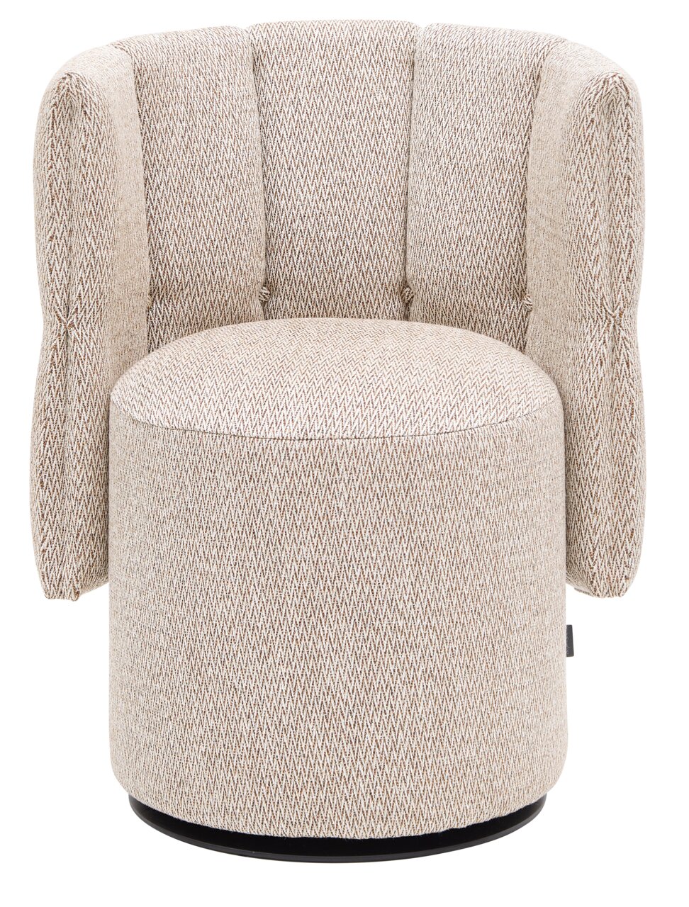 Beiger Sessel Mini mit rundem Sitz und gepolsterter Rückenlehne, Vorderansicht