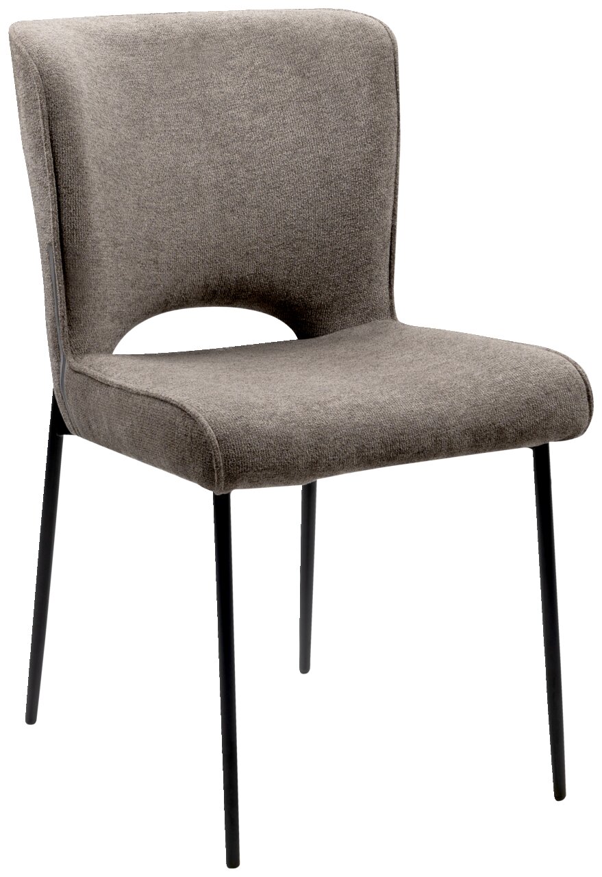 Z2 Stuhl TOM Moderner grauer Stuhl mit schwarzem Metallgestell, seitliche Perspektive