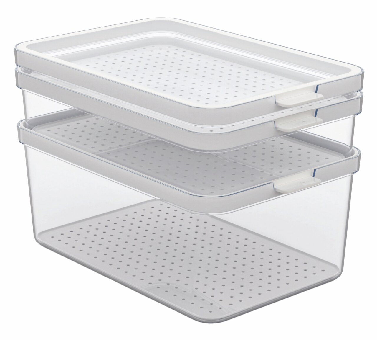 rotho Kühlschrank Organizer 3-tlg. CAUMA Transparente Kühlschrankorganizer, 3-teilig, gestapelt, seitliche Perspektive