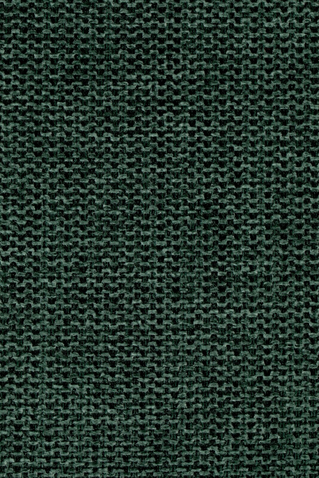 Nahaufnahme eines dunkelgrünen Stoffmusters mit grober Webstruktur, verwendet für einen Armlehnenstuhl.