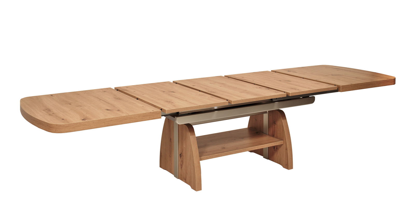 Ausziehbarer Couchtisch aus Holz in Seitenansicht