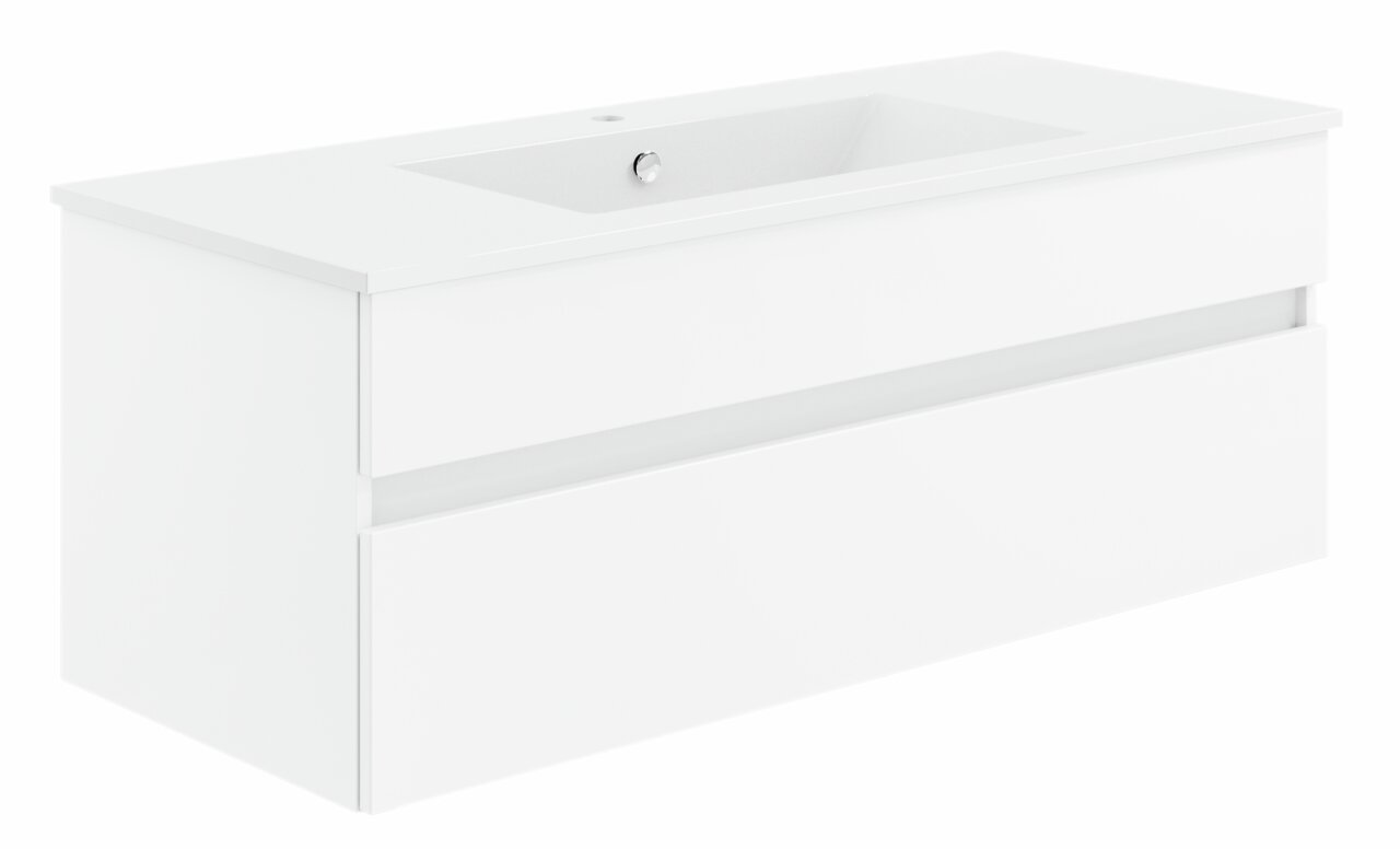 Puris Badkombination GET2YOU 21 Weiße Badkombination mit Waschbecken, seitliche Perspektive