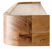 Seitenansicht einer Wandgarderobe aus Holz mit natürlicher Maserung.