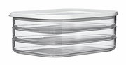 Transparente Kühlschrankdose Modula mit weißem Deckel, seitliche Perspektive