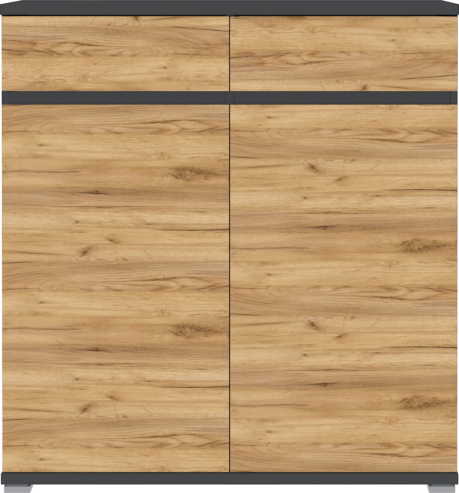 XORA Schuhschrank Lissabon Schuhschrank aus Holz mit zwei großen Türen und zwei Schubladen, frontal betrachtet