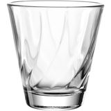 Klares Trinkglas Twist 220ml von Leonardo mit elegantem, gedrehtem Design, seitliche Perspektive.