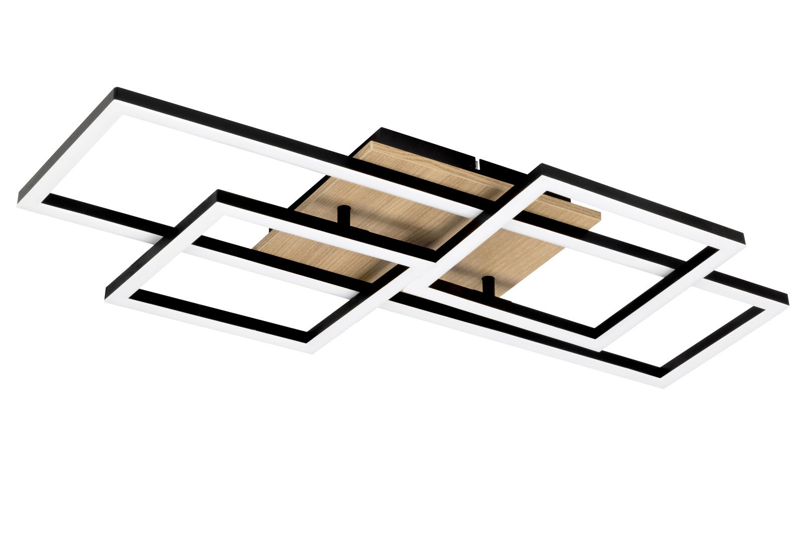 Moderne LED-Deckenleuchte mit geometrischem Design, seitliche Perspektive