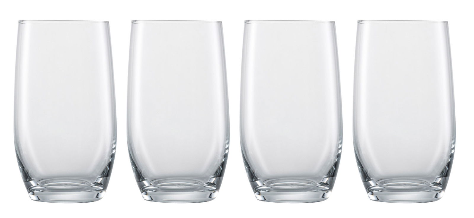 SCHOTT ZWIESEL Bierglas-Set 4-tlg For You Vier transparente Bierbecher in einer geraden Frontansicht.
