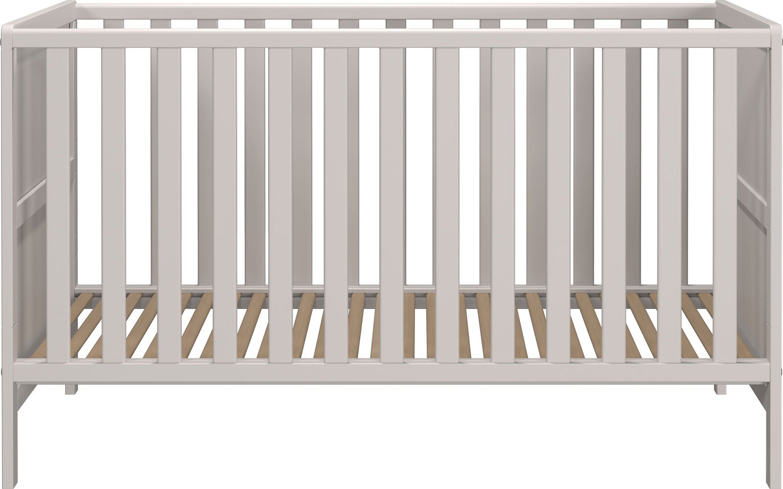 Weißes Babybett aus Holz, Vorderansicht