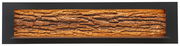 Wandpaneel mit natürlicher Holzrindenoptik, frontal betrachtet, mit integrierter Beleuchtung.