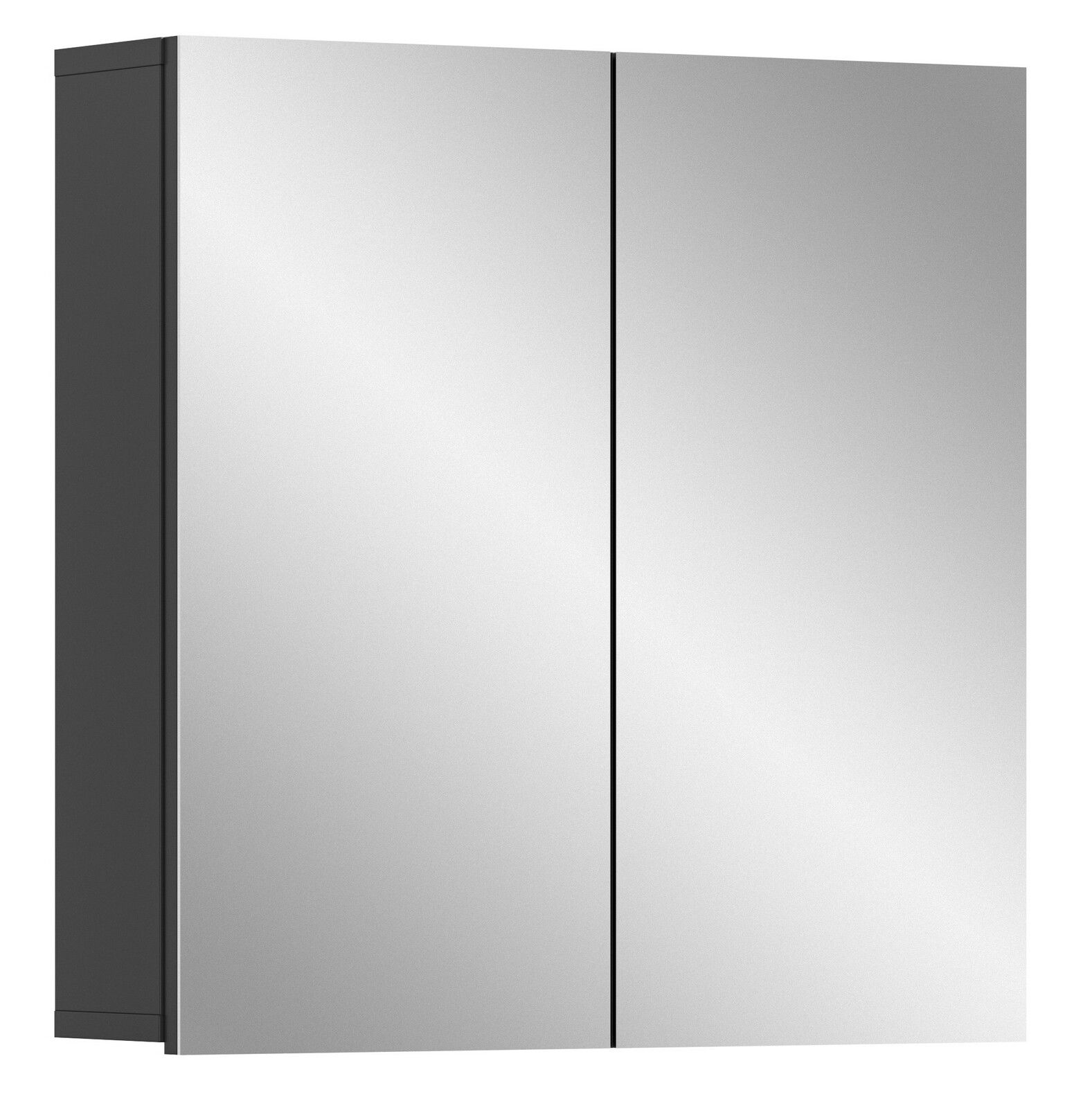 Moderner Spiegelschrank mit zwei Türen, seitliche Perspektive