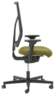 Moderner Drehstuhl mit grünem Sitzpolster, Seitenansicht