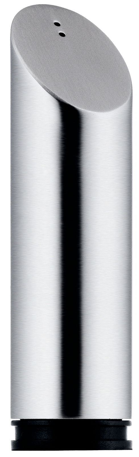 Moderner Pfeffer- und Salzstreuer aus Edelstahl, zylindrische Form, seitliche Ansicht.