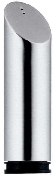 Moderner Pfeffer- und Salzstreuer aus Edelstahl, zylindrische Form, seitliche Ansicht.