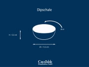 Dipschale mit 20 cl Fassungsvermögen, Ø 11,5 cm und Höhe 5,5 cm, dargestellt als grafische Seitenansicht mit leicht schräger Draufsicht auf die Öffnung
