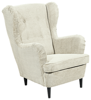 Gemütlicher Sessel OSKAR mit gestreiftem Stoffbezug, Vorderansicht