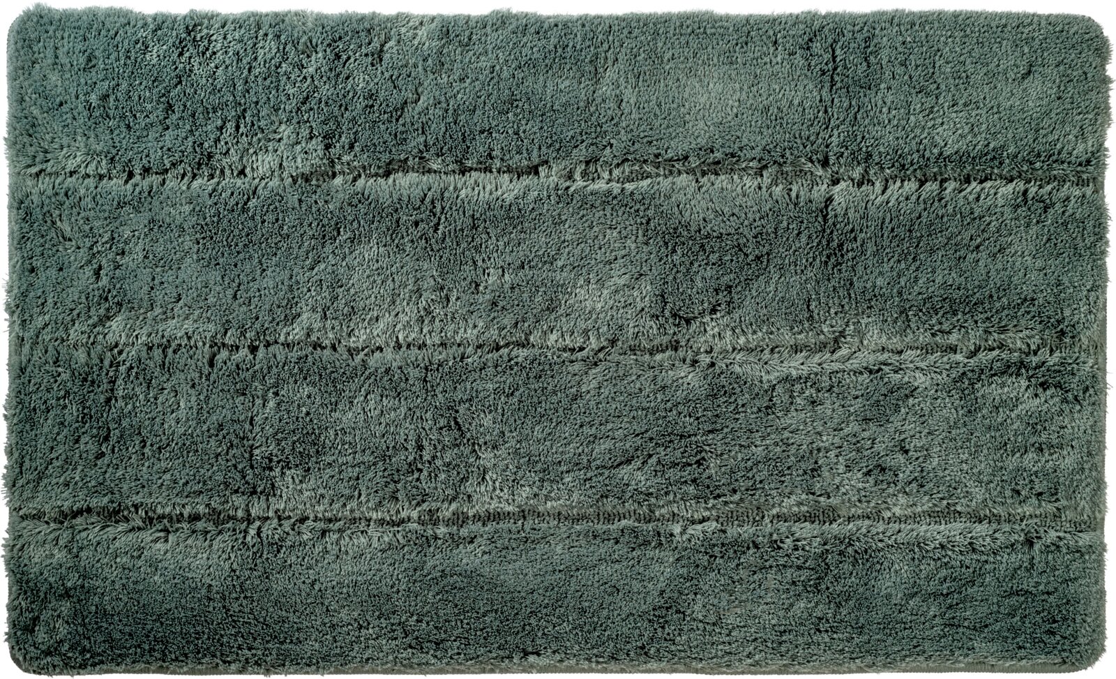 Linneweber Badteppich 50x60cm PARIS Dunkelgrüne, flauschige Badematte mit horizontalen Streifen, Draufsicht