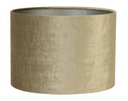 Zylindrischer Lampenschirm in beige aus Stoff, seitliche Perspektive