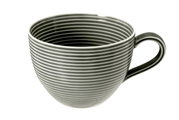 Koffiekopje met horizontale strepen, zijaanzicht