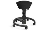 Schwarzer ergonomischer Swopper-Hocker mit Federmechanismus und Rollen, seitliche Perspektive